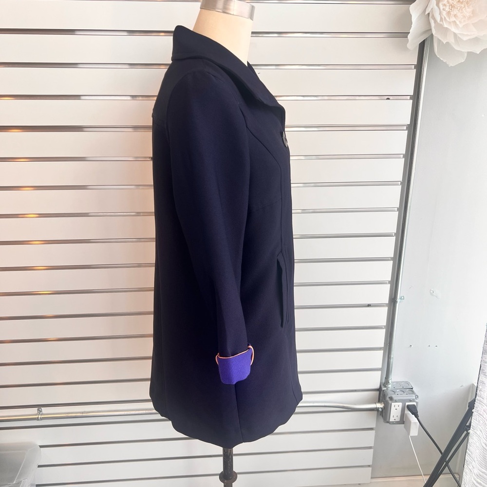 Anthropologie Navy Pea Coat - Women’s Purple & Orange Accents - NWT - Picture 4 of 16